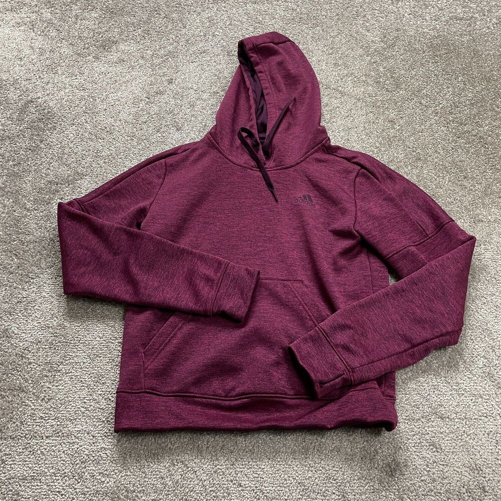 Adidas Clima Warm Hoodie Sweatshirt Womens Small Maroon Thumbholes Drawstring